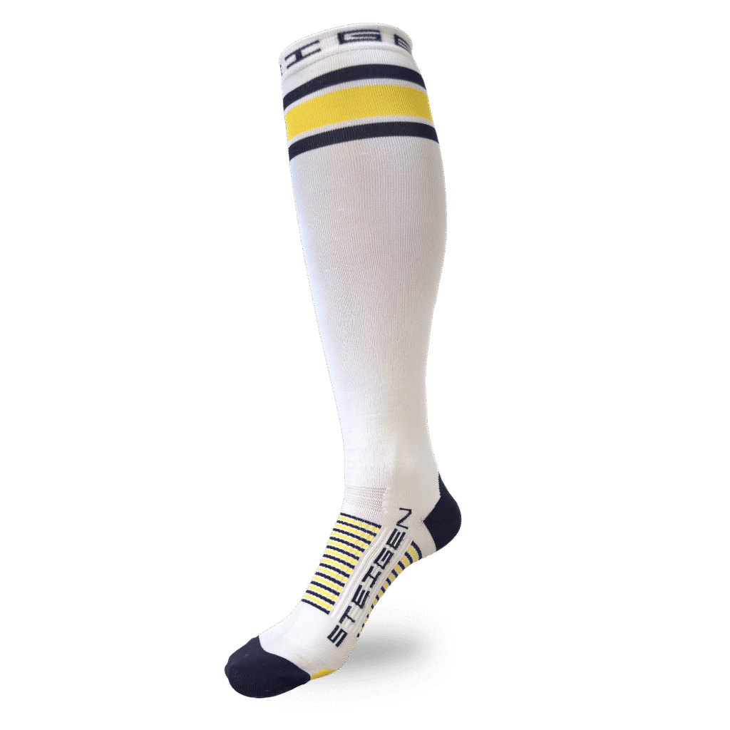 White – Yellow Stripe Running Socks Full Length