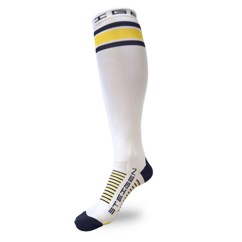 White – Yellow Stripe Running Socks Full Length